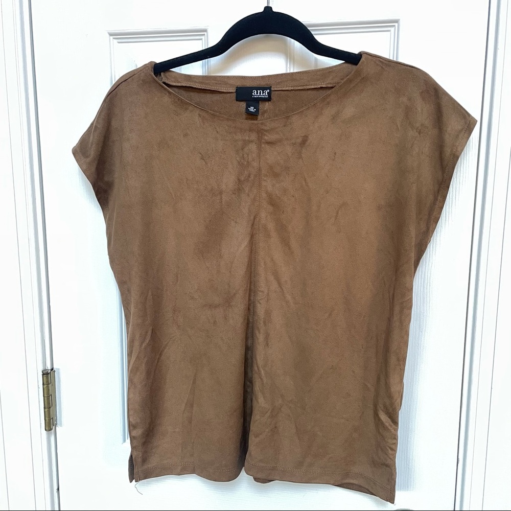 JCPenney a.n.a. Brown Faux Suede Blouse Top Women’s XS